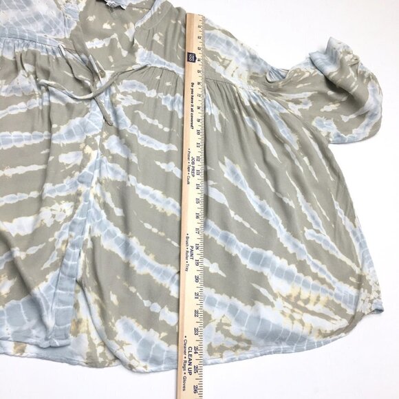 Young Fabulous & Broke Tan Blue Tie Dye Tunic Top Button Front Oversized M - Picture 5 of 11